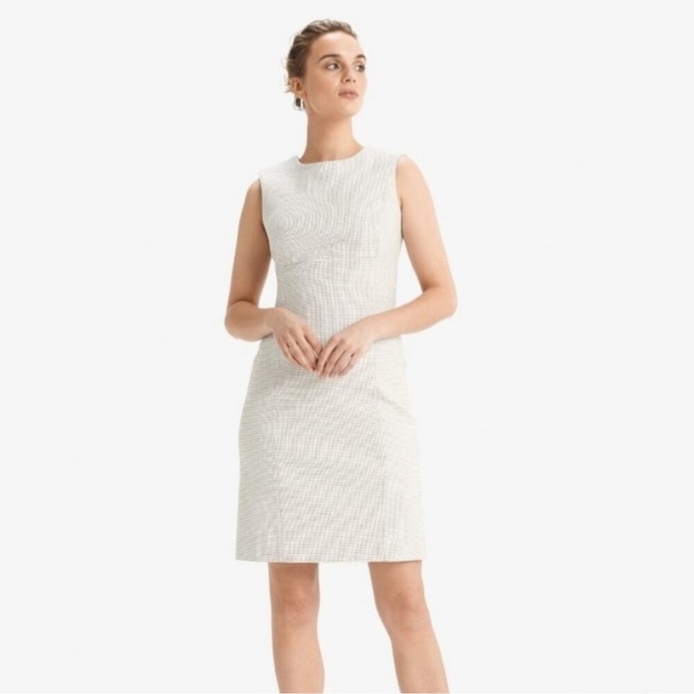 M.M LaFleur | Women’s White & Black Textured Sleeveless Shirley Dress Classy 6